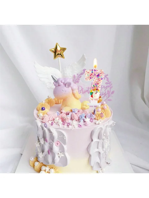Bougie d'anniversaire numéro 0-9, bougie de gâteau joyeux anniversaire, fournitures de fête sur le thème de la licorne 4
