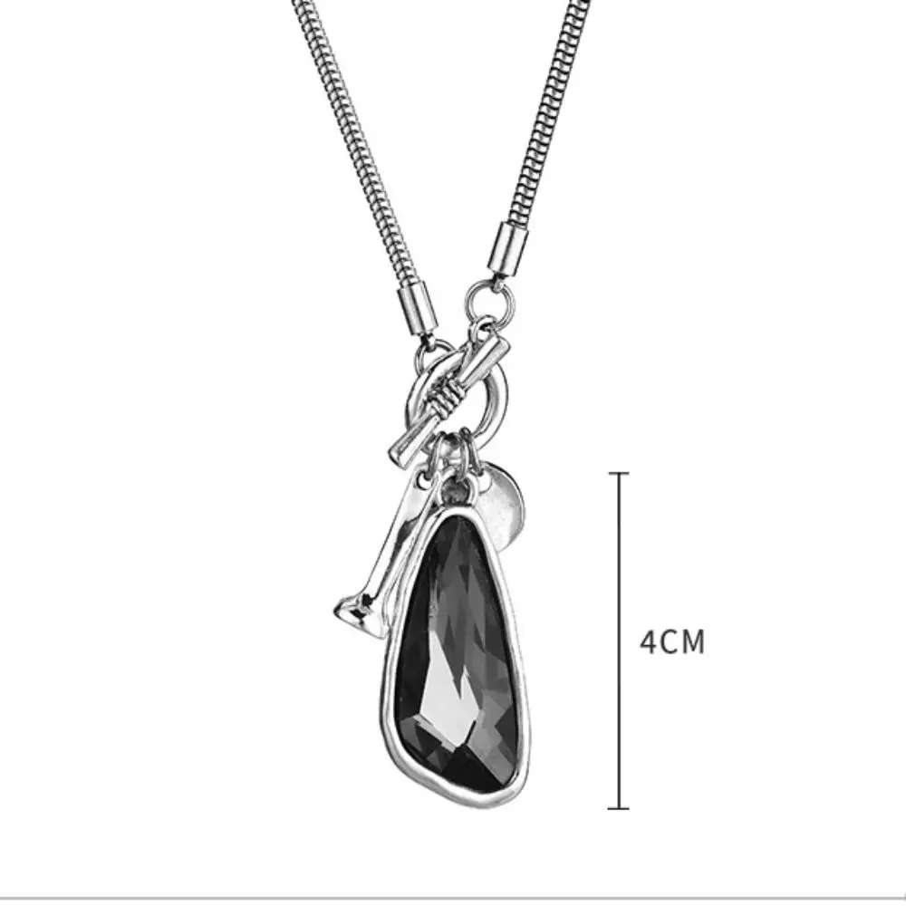 New Geometric Type Long Necklace Simple Style Personalized Charm Sweater Chain Crystal Pendant Necklace Women Accessories