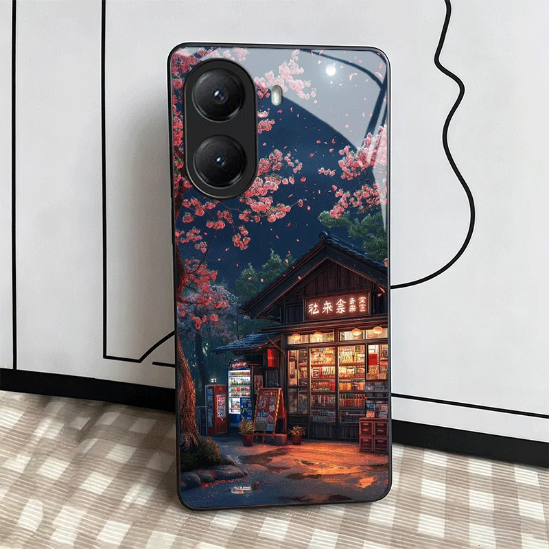Anime Aesthetic Scenery Tempered Glass Phone Case