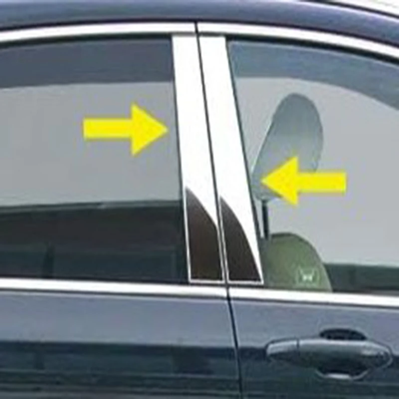 도요타 툰드라 크루용 자동차 기둥 포스트, 더블 캡 2007-2021 문짝 윈도우 트림 커버, BC 칼럼 스티커, 실버 부품, 4 개