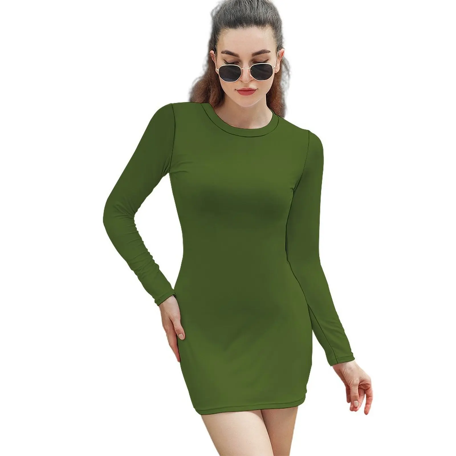 

SOLID PLAIN DARK OLIVE GREEN - OVER 100 SHADES OF GREEN ON OZCUSHIONS Long-Sleeved Sheath Dress Aesthetic clothing prom dress