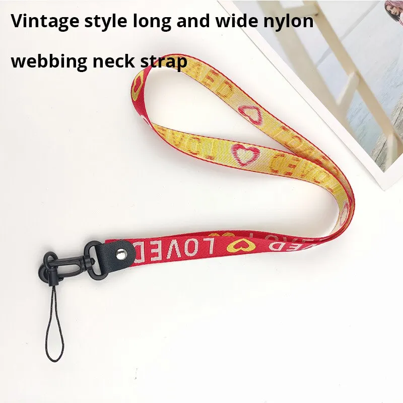 Fashionable Hook Buckle 2 in 1 Detachable Jacquard Embroidery Wide Hanging Neck Long Shoelace Mobile Phone Case Universal Hang R