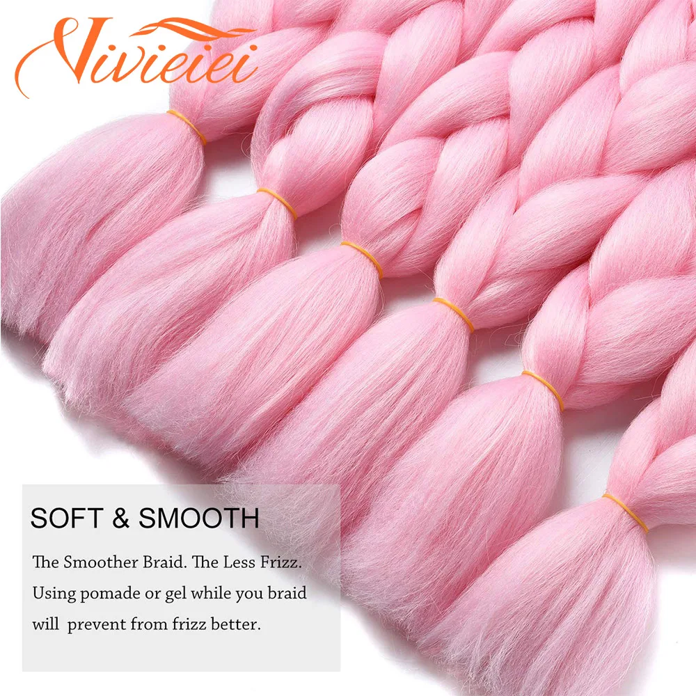 Vivieiei Synthetische Vlechten Haar 24 Inch Jumbo Vlecht Ombre Jumbo Haarverlenging Voor Vrouwen Diy Haar Vlechten Paars Roze Geel rood