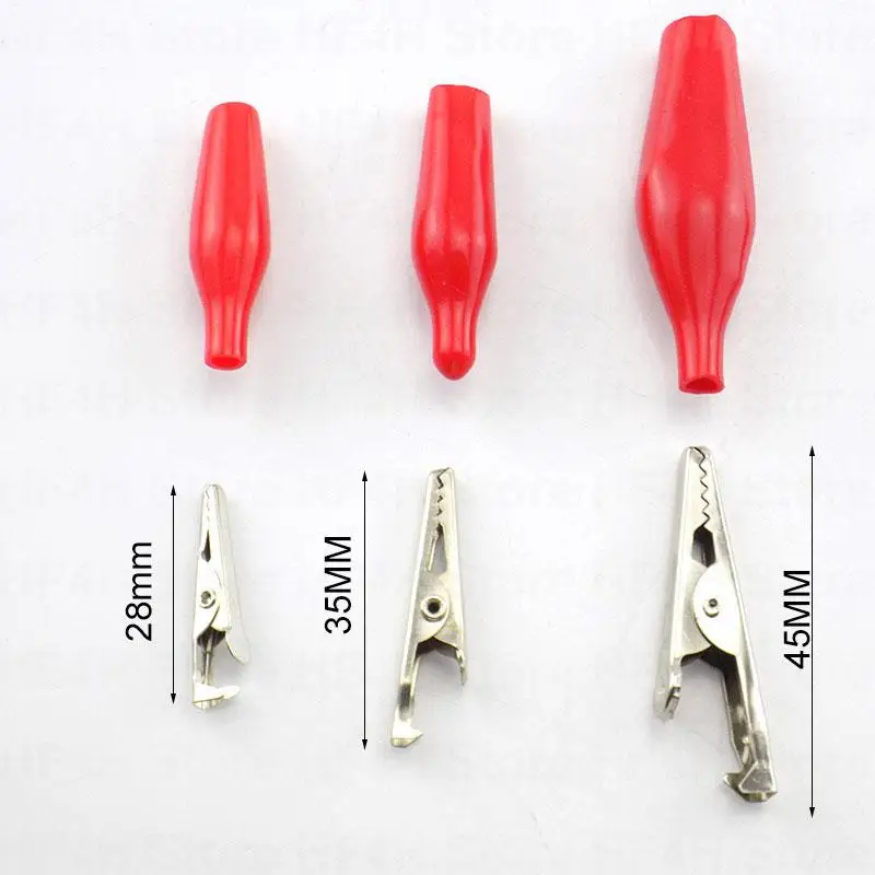 Alligator Crocodile Clips Handle Test lead Probe Metal Connector Plug Black Red for Electrical Car van Battery B4