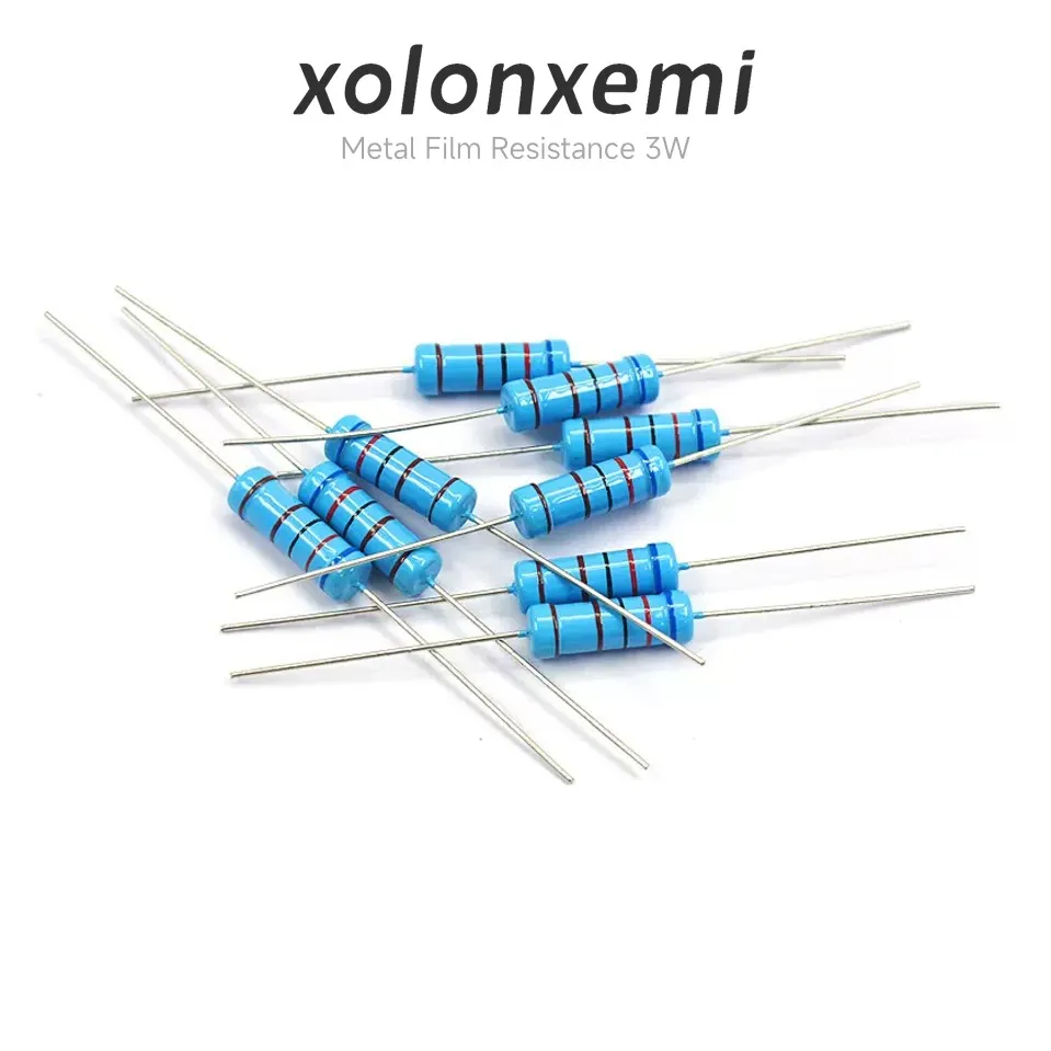 20pcs 3W Metal Film Resistor 1% Color Ring Resistan 1&Omega; 1.5&Omega; 2&Omega; 2.2&Omega; 3&Omega; 4.7&Omega; 8.2&Omega; 9.1&Omega; 10&Omega; 30&Omega; 33&Omega; 51&Omega; 68&Omega; 75&Omega; 82&Omega; 150&Omega; 200&Omega; Ohm