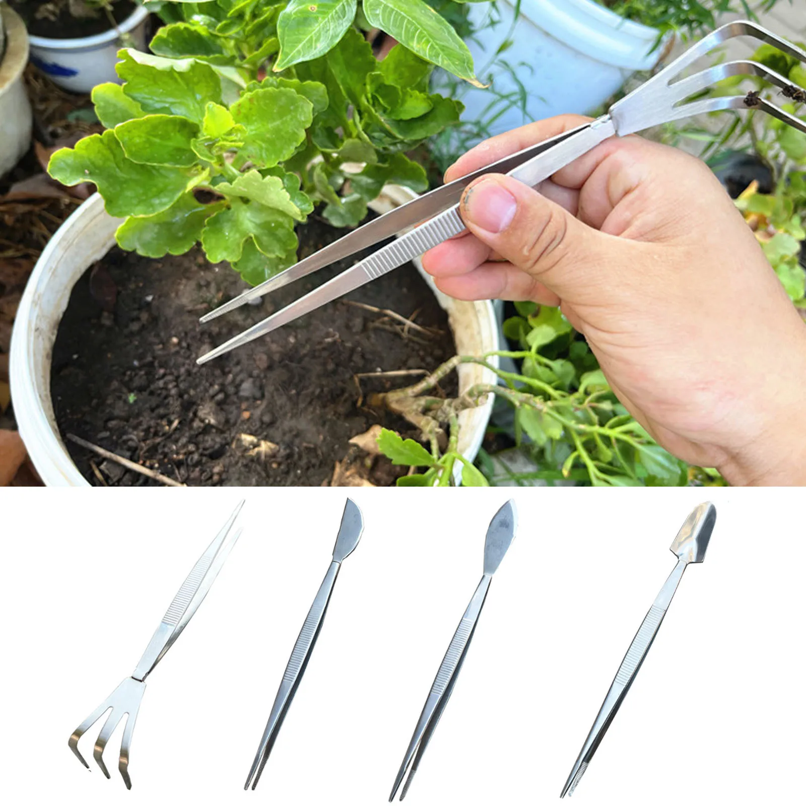 

Garden Bonsai Tweezers Dual Head Gardening Plant Tweezers For Loosening Pressing Weeding Fertilizing Home Garden Pruning Tools