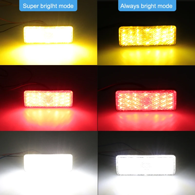 1PC 12V 빨간색 흰색 앰버 LED 반사판 후면 테일 브레이크 중지 경고 사이드 마커 라이트 지프 트럭 트레일러 오토바이 스쿠터