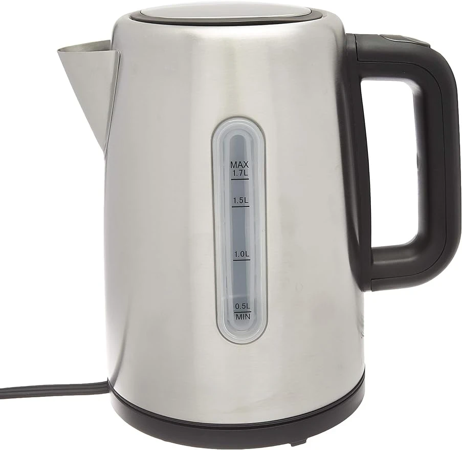 

Быстрый Портативный электрический чайник из нержавеющей стали для чая и кофе, 1,7 л, черный и серебристый