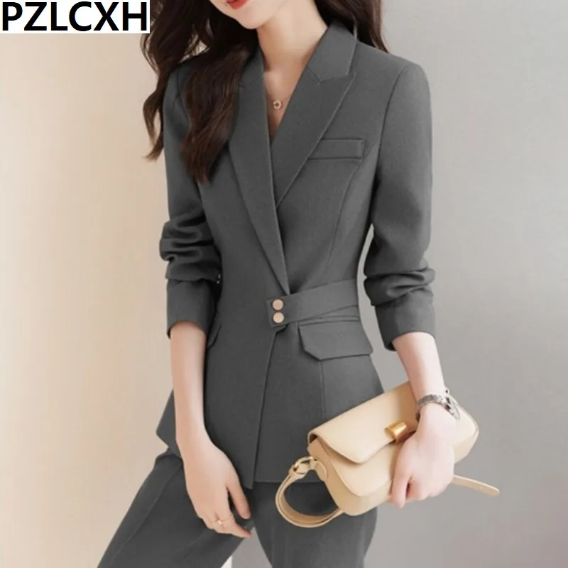 Business Pants Suit Women New Fashion Temperament Long Sleeve Slim Blazer Trousers Office Lady Formal Interview Work Wear