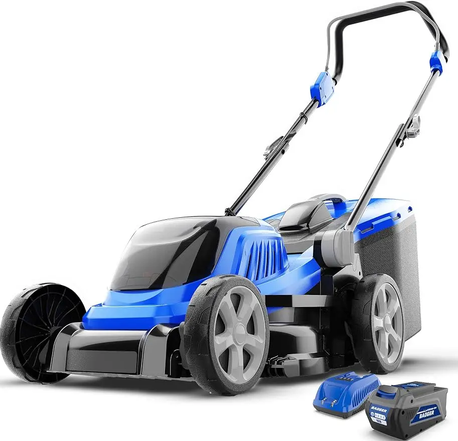 

WILD BADGER POWER Lawn Mower 40V Brushless 18" Cordless, 5 Cutting Electric Lawn Mower 4.0AH Battery and Super Charger Included.