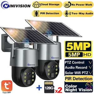 5MP Tuya WiFi Wireless Outdoor PTZ Camera Solar Panel Auto Tracking CCTV Security Camera Battery Long Standby Video Surveillance