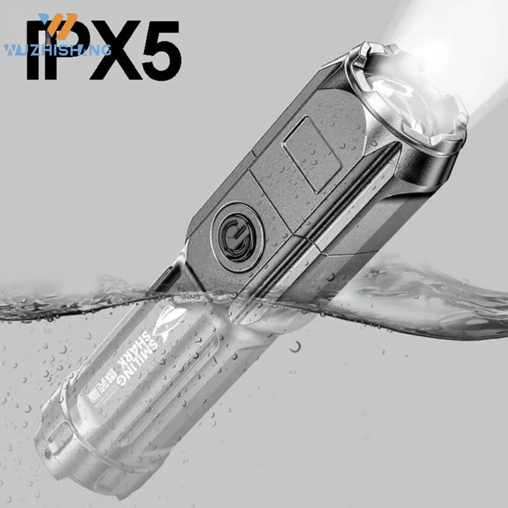 강력한 LED 손전등 100 루멘 전술 손전등 충전식 USB 18650 방수 줌 낚시 사냥 LED 손전등