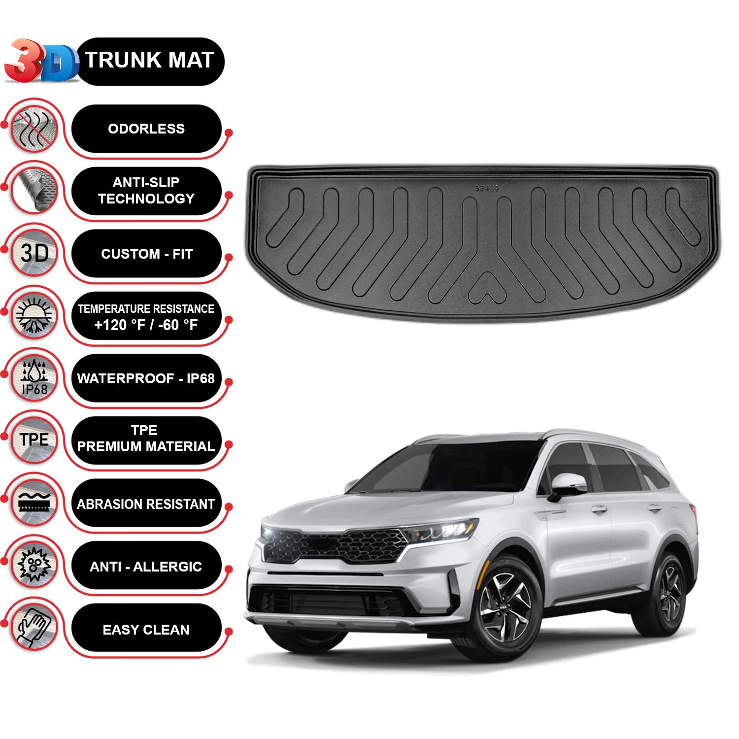 

Kia Sorento 7 2021-2023 Cargo Liner Rear Trunk Floor Mat
