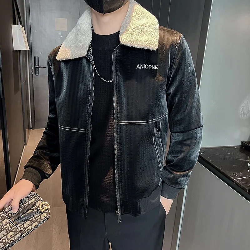 

2024 Winter PU Leather Jackets Men Thicken and Keep Warm Motorcycle Bike Jacket Male Turn Down Collar Streetwear Social Coat
