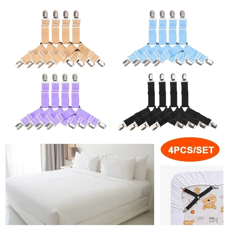 Bed Sheet Fasteners Clips Adjustable Triangle Elastic Suspenders Gripper Holder  Straps Sheet Clip for Bed Sheets Mattress Covers - AliExpress
