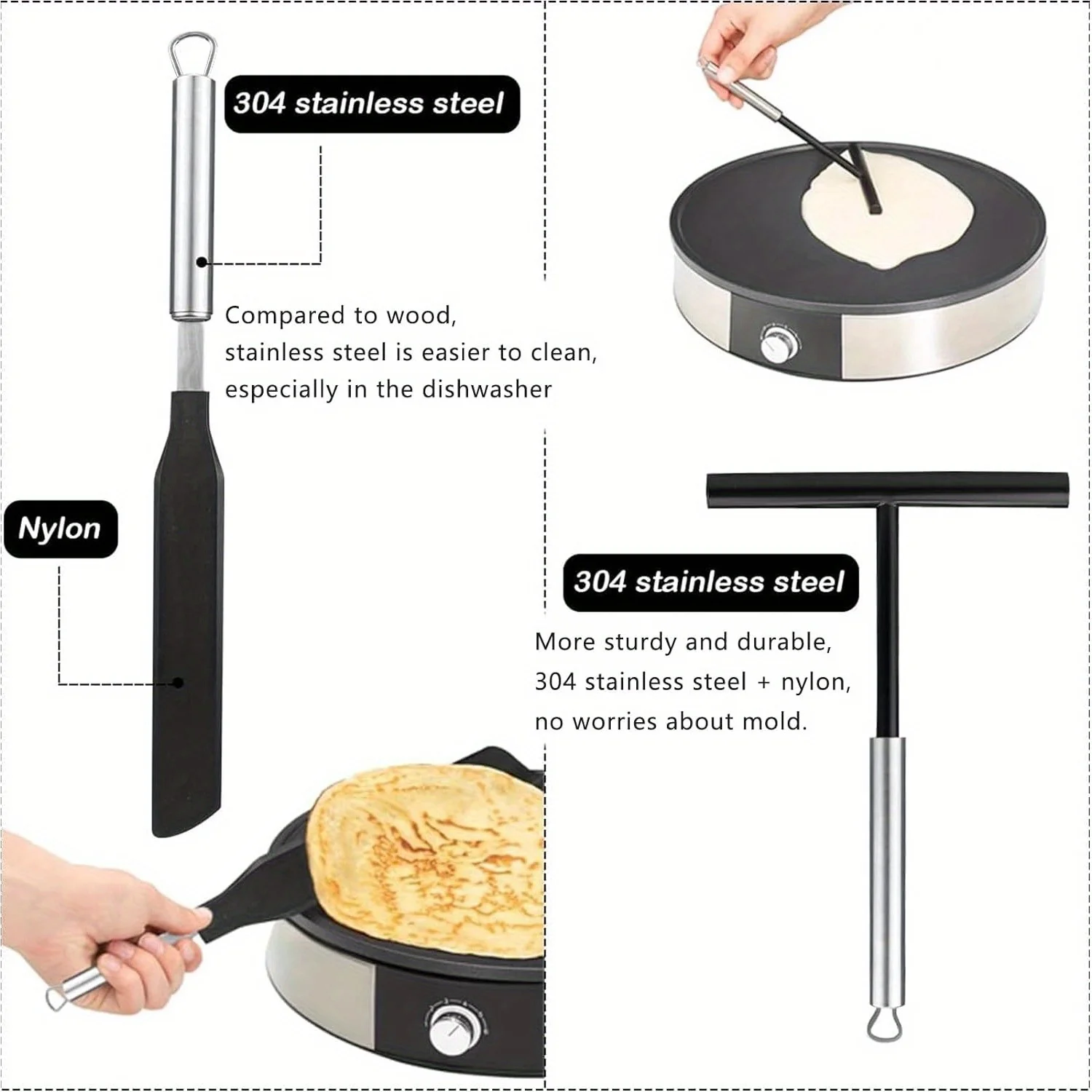 Stainless Steel Pancake Spreader, Fruit Tool, Pancake Spreader, Egg Cake Scraper, Flipper