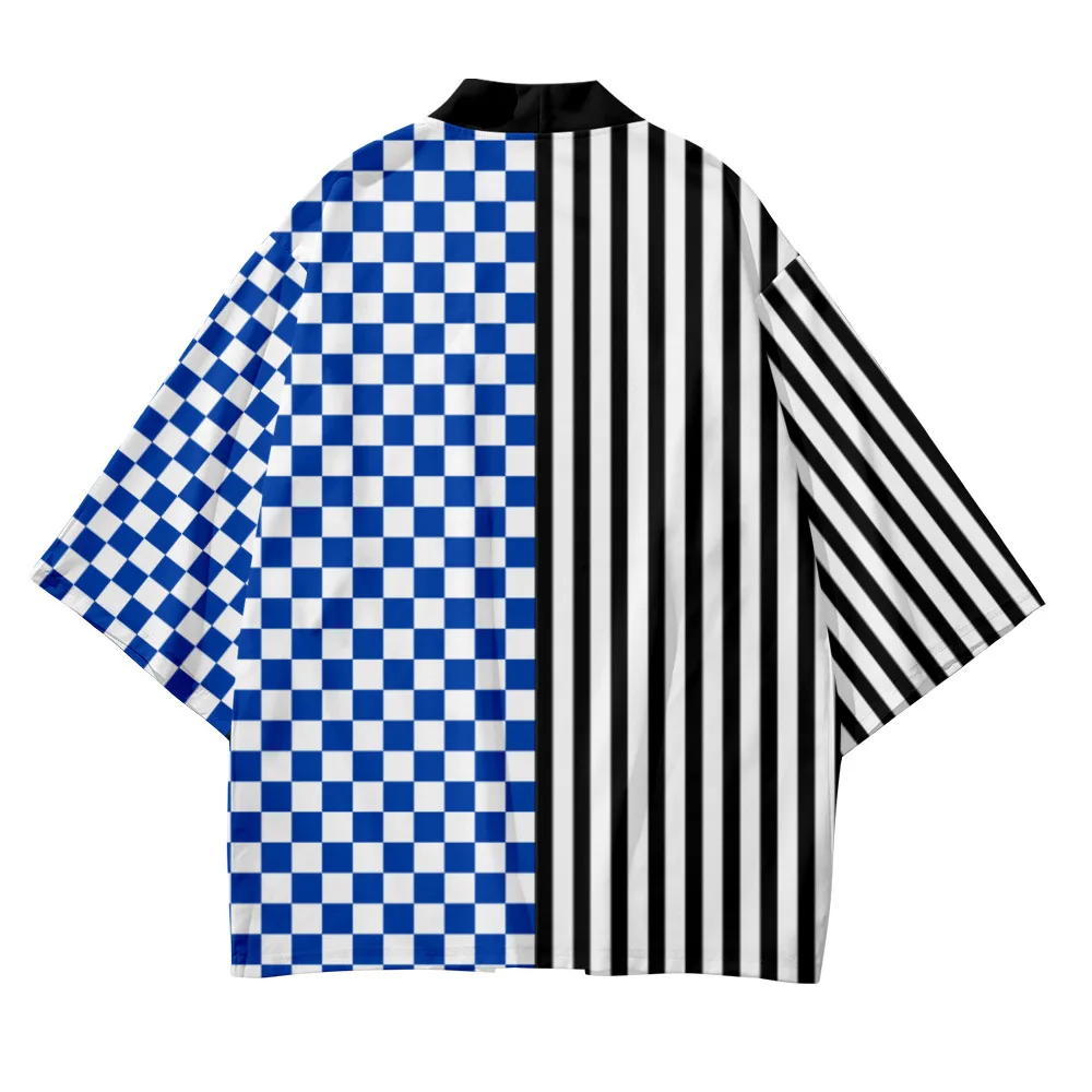 Plus Size XXS-6XL 5XL Striped Checkerboard Japanese Asian Streetwear Tanjiro Kimono Cardigan Women Men Harajuku Haori Top Yukata
