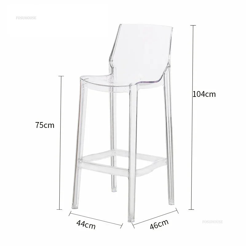 Nordic Acrylic Transparent Bar Chairs Household High Foot Stool Modern High Chair Nordic Plastic Crystal Bar Stools for Kitchen
