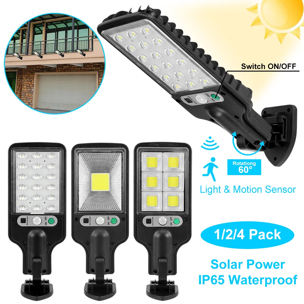 

Motion Sensor LED Solar Lights Waterproof Outdoor Solar Street Lamp 3 Light Mode Security Lighting for Garden Patio Path Yard