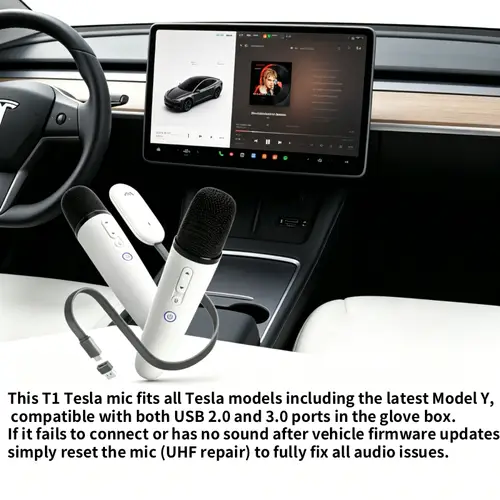 T1-테슬라 Car Karaoke Microphone, 테슬라 Rechargeable Caraoke Mic with USB-A & USB-C Receiver, Plug to Use，No Need Pair - Image 6