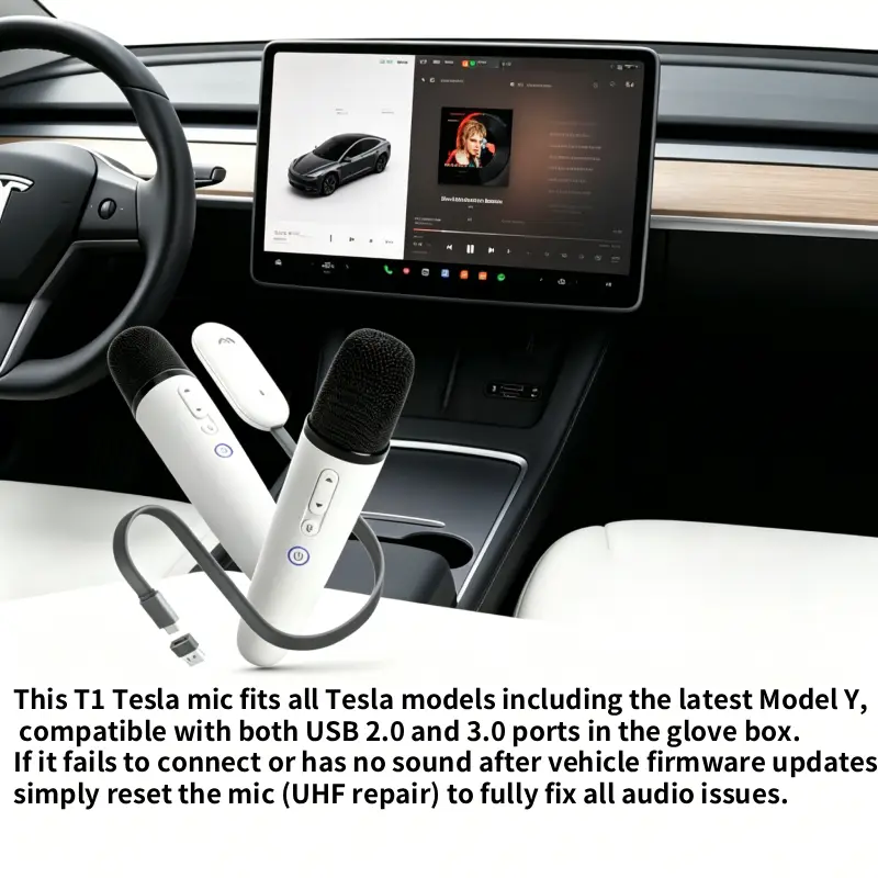 T1-테슬라 Car Karaoke Microphone, 테슬라 Rechargeable Caraoke Mic with USB-A & USB-C Receiver, Plug to Use，No Need Pair - Image 6