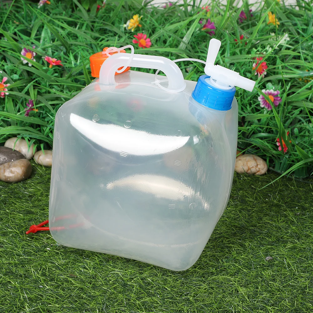 Portable Folding Bucket with Faucet Large Capacity Foldable Drinking Water Bucket Clear Water Storage Jug for Emergency Survival 2