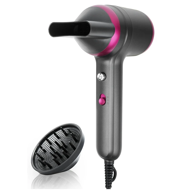 

Hair Dryer With Diffuser 200 Million Ionic Blow Dryer 1800W Hairdryer Fast Drying For Woman 4C Thick Curly Hair EU Plug