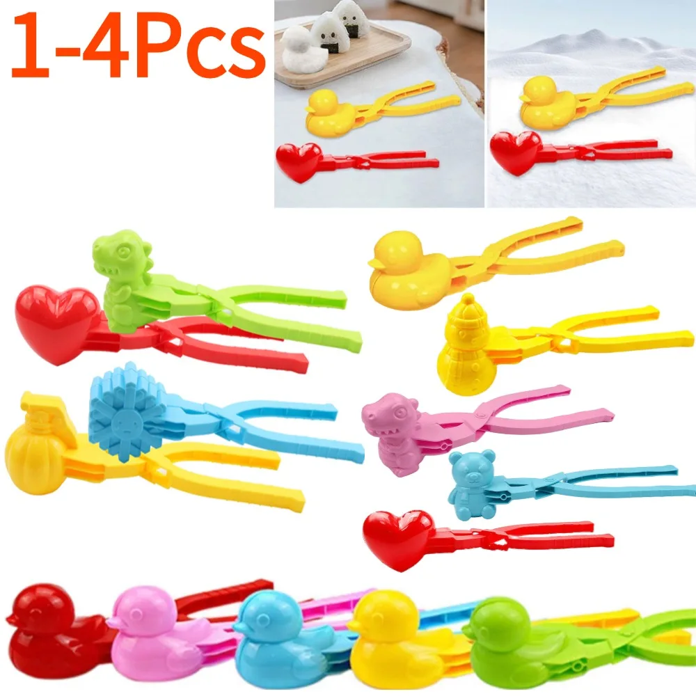 Snowball Maker Clip for Kids Adult Heart Snowflake Duck Shape Clip Tongs Outdoor Sand Snow Ball Mold Toys Fight Sports Toys snowball maker