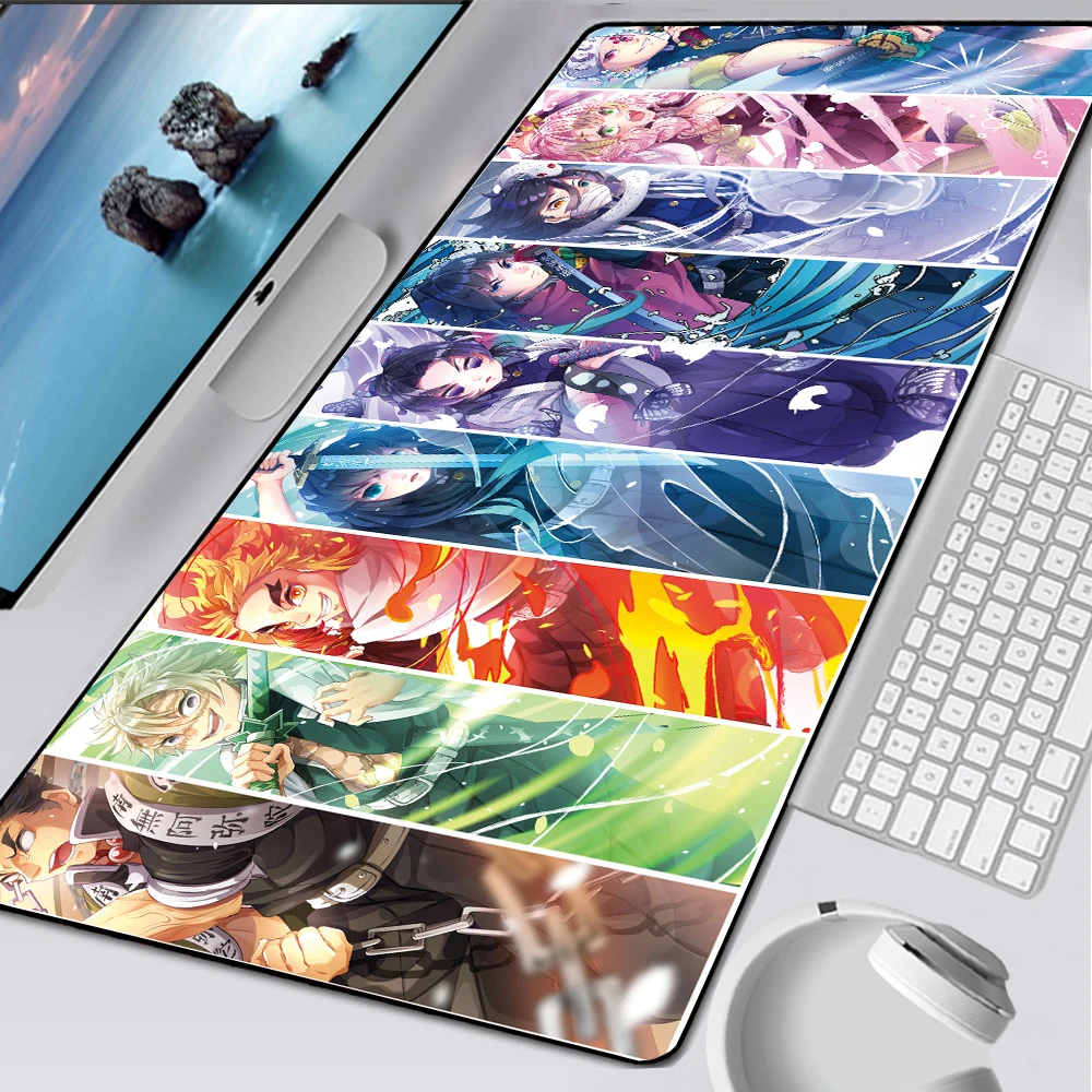 

Kimetsu no Yaiba Anime Mouse pad HD Print Computer Gamer Locking Edge Mousepad XXL Keyboard PC Mice 90x40cm XL desk mat