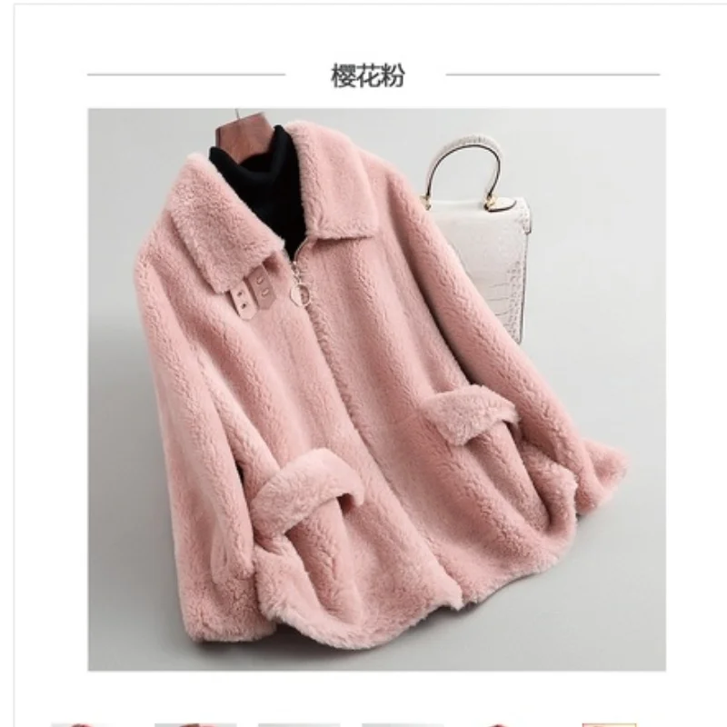 

Casual Short Wool Female Winter 2023 Street Women's Fur Coat Real Sheep Shearing Jacket Women Casaco Feminino Gxy641