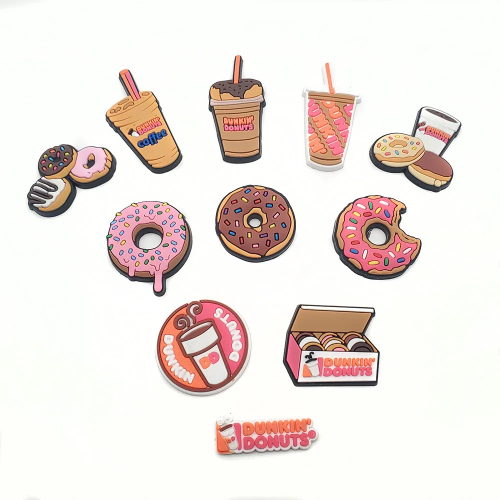 

Cute Cartoon Donut Shoe Charms DIY Dessert Drink Clogs Shoe Aceessories Fit Sandals Decorate Buckle Kid Girl Gift 1Pcs