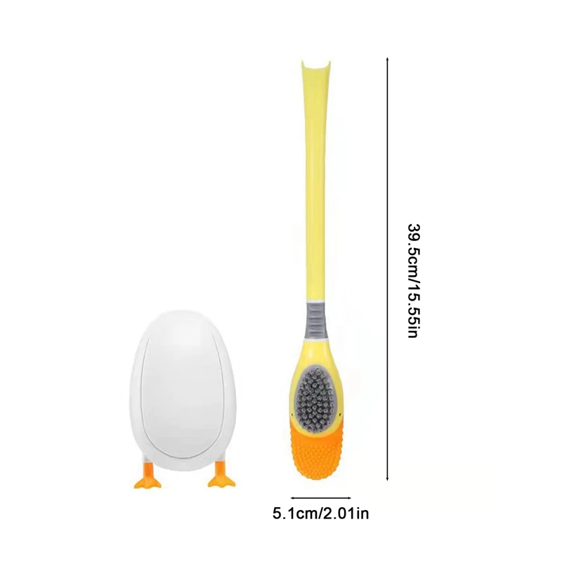 Creative Diving Cartoon Duck Silicone Toilet Brush Home Cleaning Kit With Base Bathroom Wall Mounted Toilet Brush 6