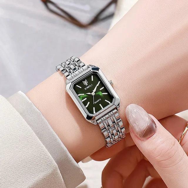 2025 Hot Brand Stainless Steel Strap Watch Women Luxury Gift Quartz Wristwatch Student Fashion Simple Square Quartz Watches 2