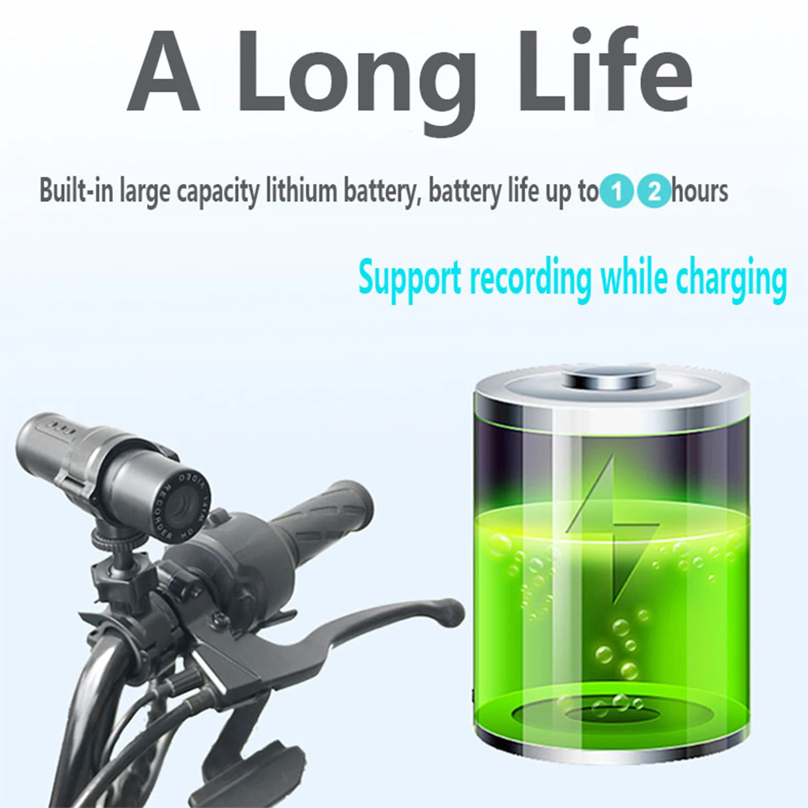 Wireless Motorcycle Driving Recorder 12 Hours Endurance IP65 Waterproof 1080P Sports Scooter DV Camera Bike Helmet Action DVR