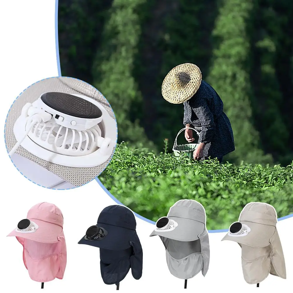 

Solar Charging Fan Hat Working Outdoors Shade Picking Garden Tea Removable Greenhouse Pot Hat Q4q3