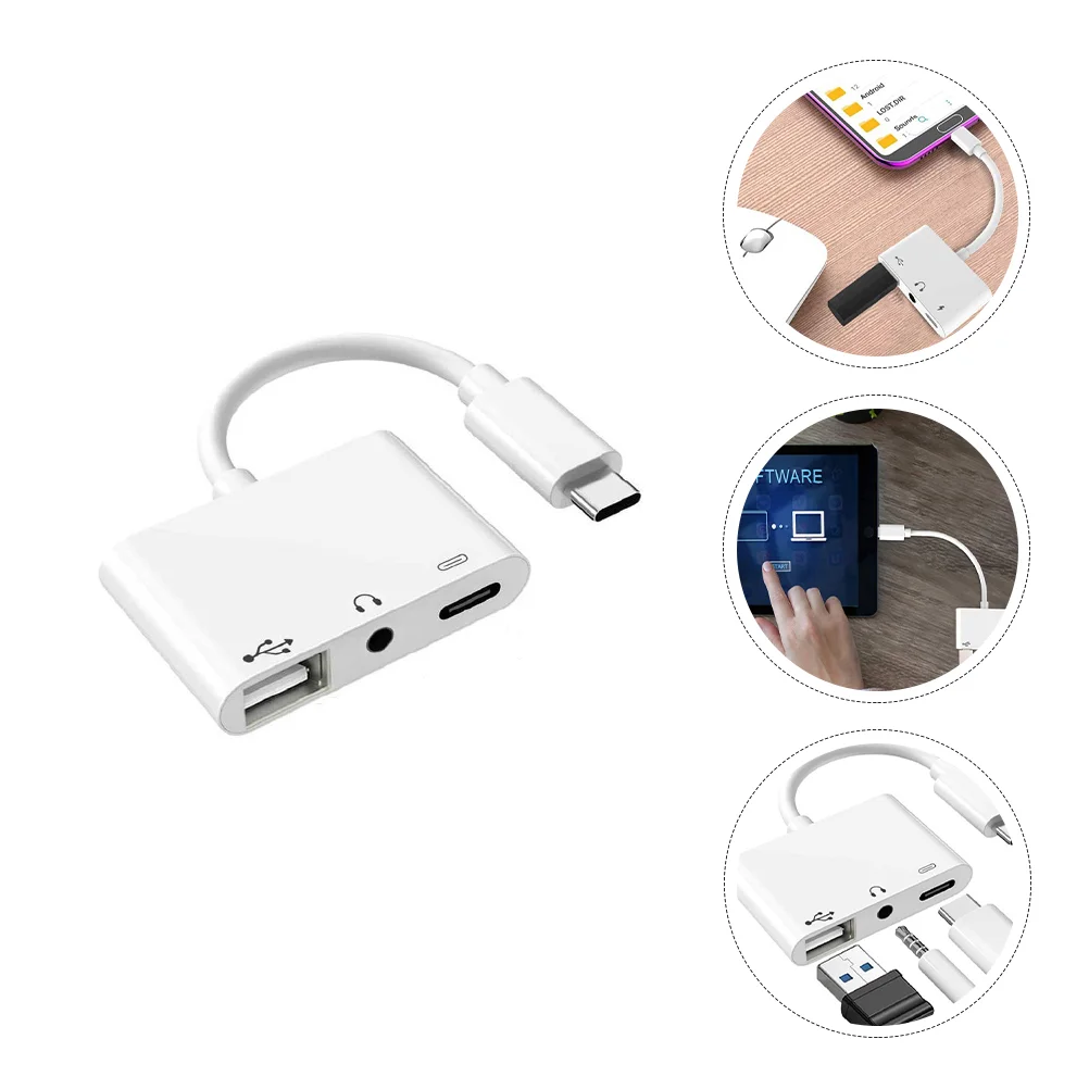 전문 C타입 헤드폰 어댑터, 노트북 전화 어댑터, 다기능 이어폰, USB 2.0, 충전, 3.5mm 조명