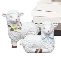 Easter Lamb Decor Cartoon Sheep Home Accent Statue 6cm/2.4inches Spring Garden Resin Figurines Farmhouse Tiered Tray Decor For 1