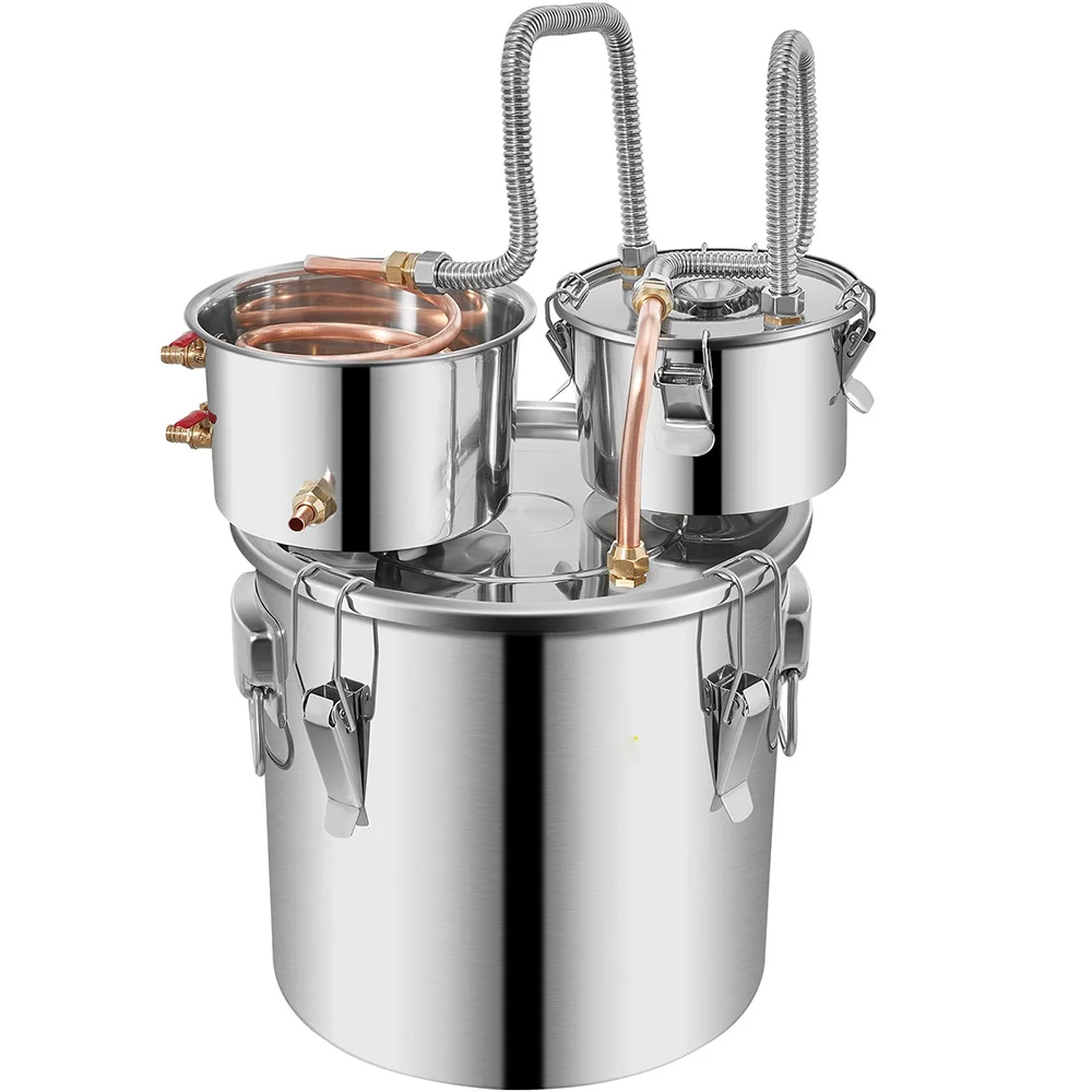 Alcohol Still 5 Gallon Brewing Distiller Double Barrels Stainless Steel Still Whisky Beer Brandy Home Brewing Kit 2