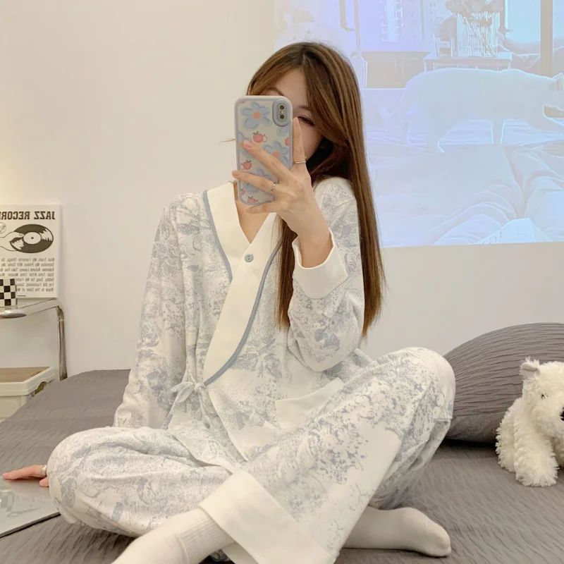 Summer Thin Cotton Maternity Wear Postpartum Nursing Pajamas Pregnant Women's Home Wear Pregnancy Period Set cotton pajama set,maternity nightgown set,summer home clothes set,pregnant women dress