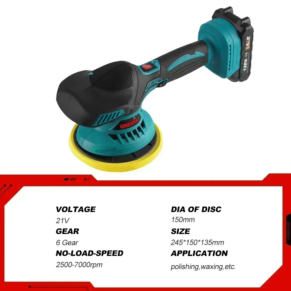 Cordless 21V electric car polisher 6 Gears Automobile Car Polishing Sealing Glaze Machine for 21V 18v Battery cordless car polisher electric polisher