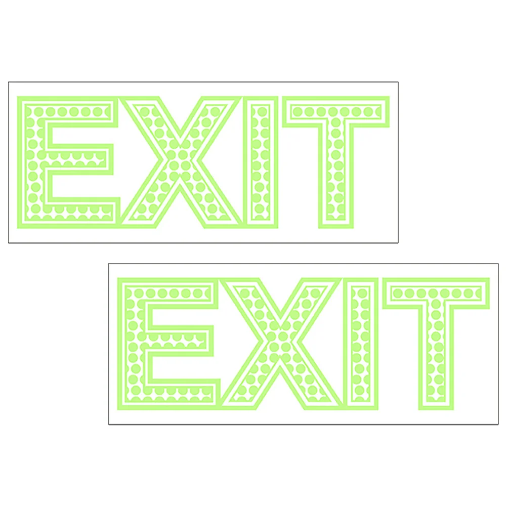 2 Sheets Stickers Export Sign Glow in The Dark Exit Decals Wall Floor Guide Adhesive