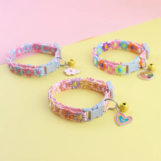 Pet Collar With Bell Cartoon Footprint Colorful Dog Puppy Kitten Collar Adjustable Safety Bell Ring Necklace Pet Accessories 4