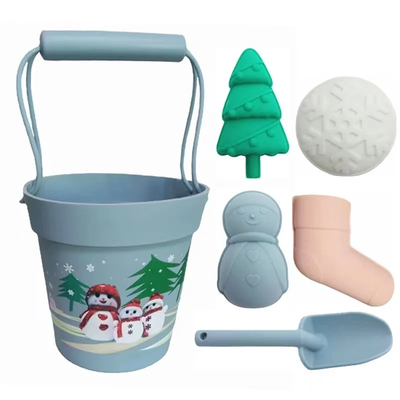 2023 New Summer Beach Toys for Kids Soft Silicone Sandbox Set Beach Game Toy for Send Children Beach Play Sand Water Play Tools 4