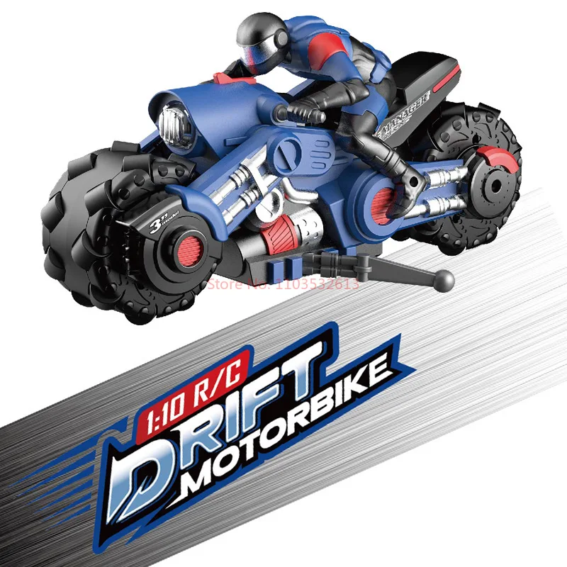Juguetes de motocicleta eléctrica para niños, coche de control remoto, rotación de deriva, acrobacias 3D, 1: 10