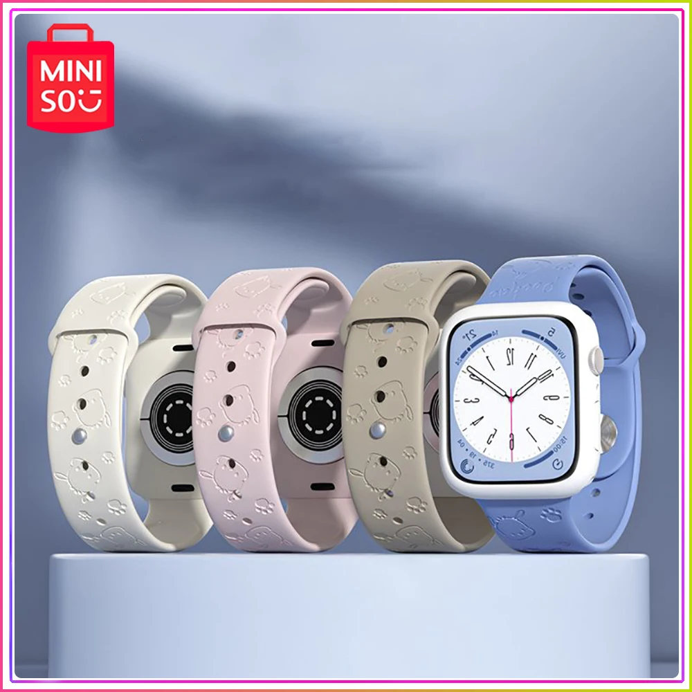 

Miniso Sanrio Cinnamoroll Iwatch Strap 7/6/se Strap 2024 Pochacco Kawaii Y2K Cartoon Cute Print Anime Silicone Birthday Gift