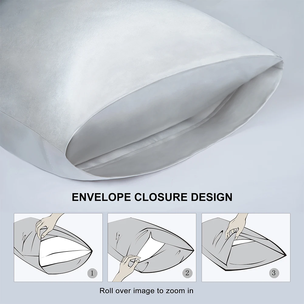 2pcs/set Solid Satin Skin Care Pillowcases Hair Anti Pillow Case Queen Size Envelope Pillow Covers for Home Hotel Travel 5