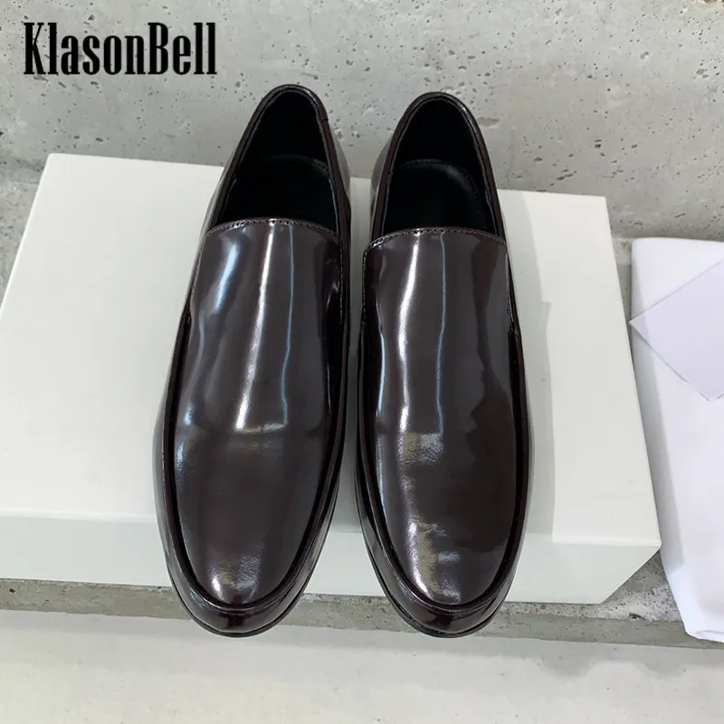 

10.9 KlasonBell Concise Comfortable Soft Genuine Leather Flat Sole Round Toe Loafers Shoes Women