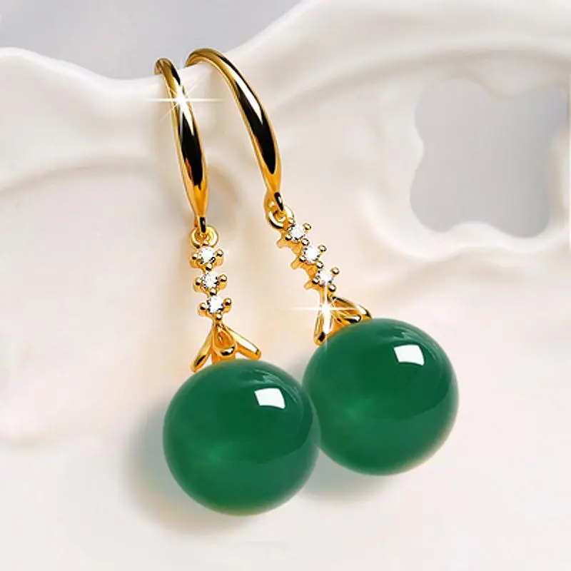 Vintage Palace Bunte Achat-Ohrringe Grün Blau Gelb Perle 18K Gold 925 Sterling Silber Ohrstecker für Damen Feiner Schmuck – Detail 4