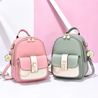 Bag Women 2022 New Fashion Rhombic Contrast Backpack Korean Version Large Capacity Buckle One shoulder Two shoulder Travel Backp 1