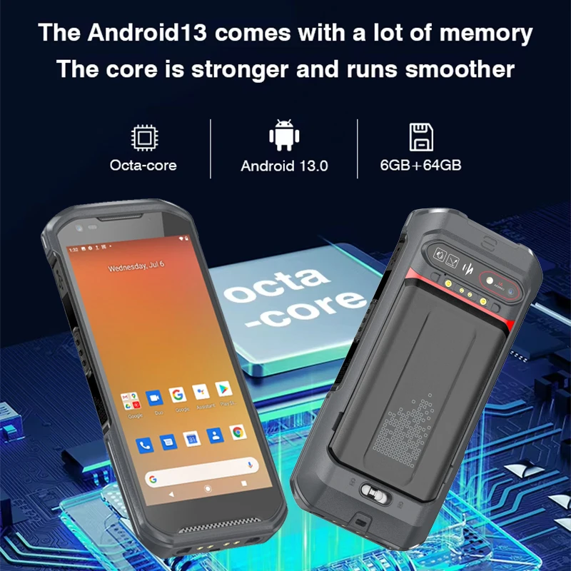 Scanner portatile PDA Android 13 OS 6G+64G Scansione 2D MT6769 CPU 4G-LTE Wifi GNSS Iot Terminale PDA robusto - immagine 2
